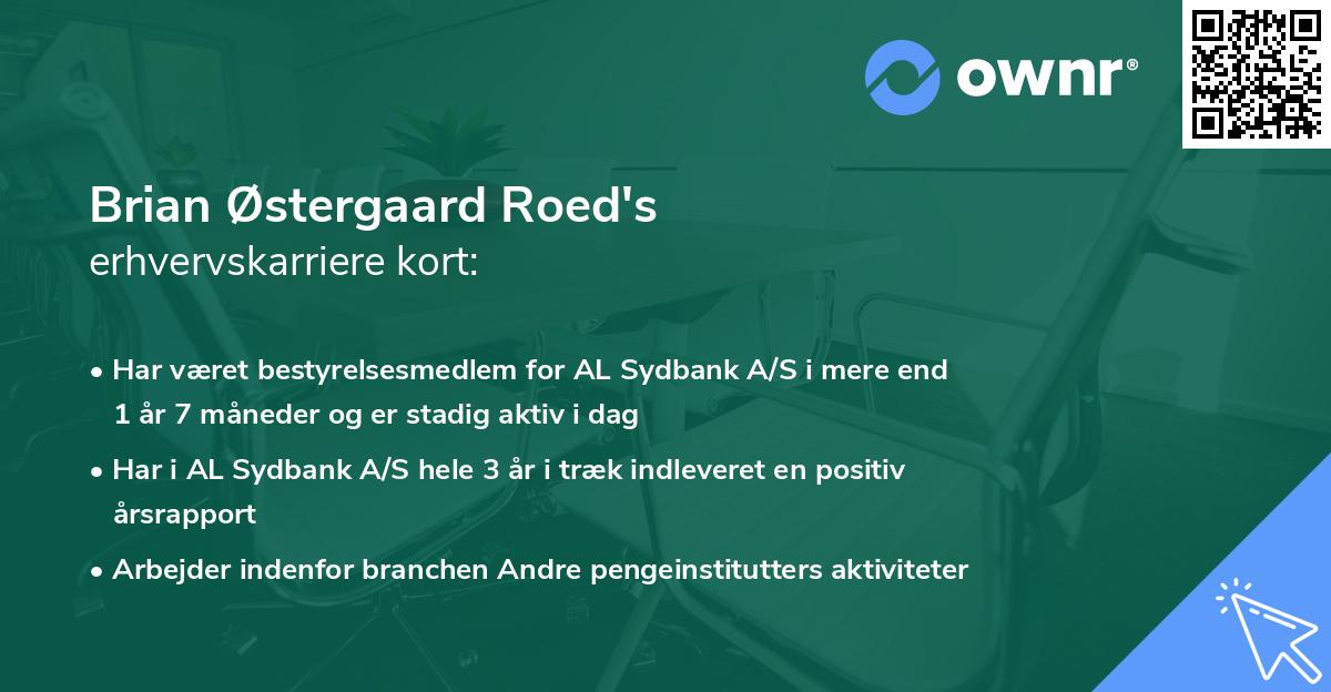 Brian Østergaard Roed's erhvervskarriere kort