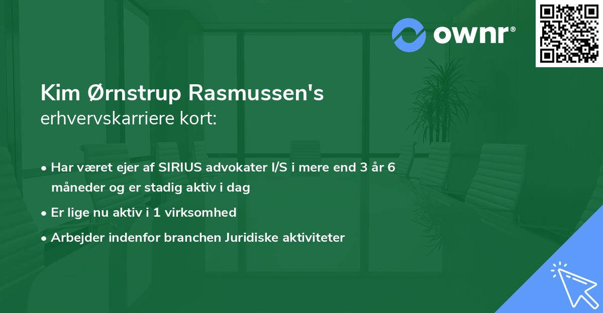 Kim Ørnstrup Rasmussen's erhvervskarriere kort