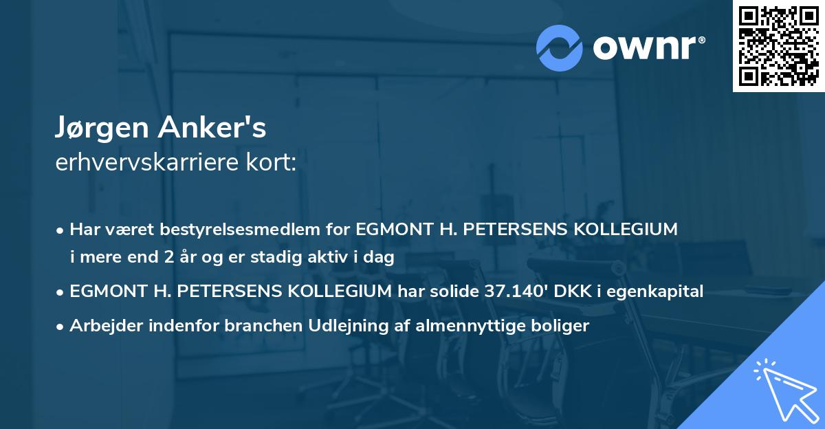 Jørgen Anker's erhvervskarriere kort