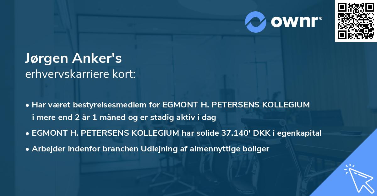 Jørgen Anker's erhvervskarriere kort