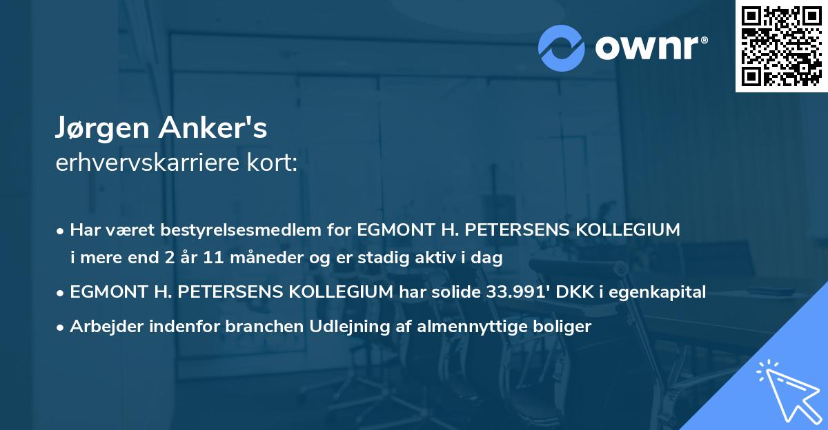 Jørgen Anker's erhvervskarriere kort