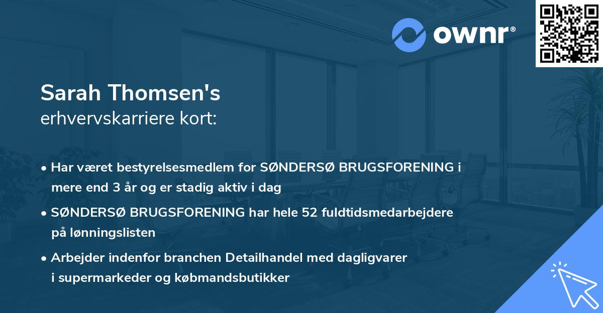 Sarah Thomsen's erhvervskarriere kort