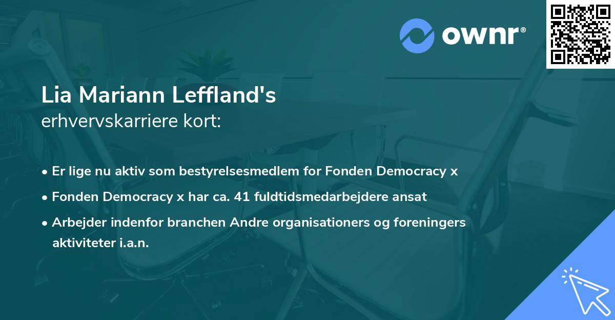 Lia Mariann Leffland's erhvervskarriere kort
