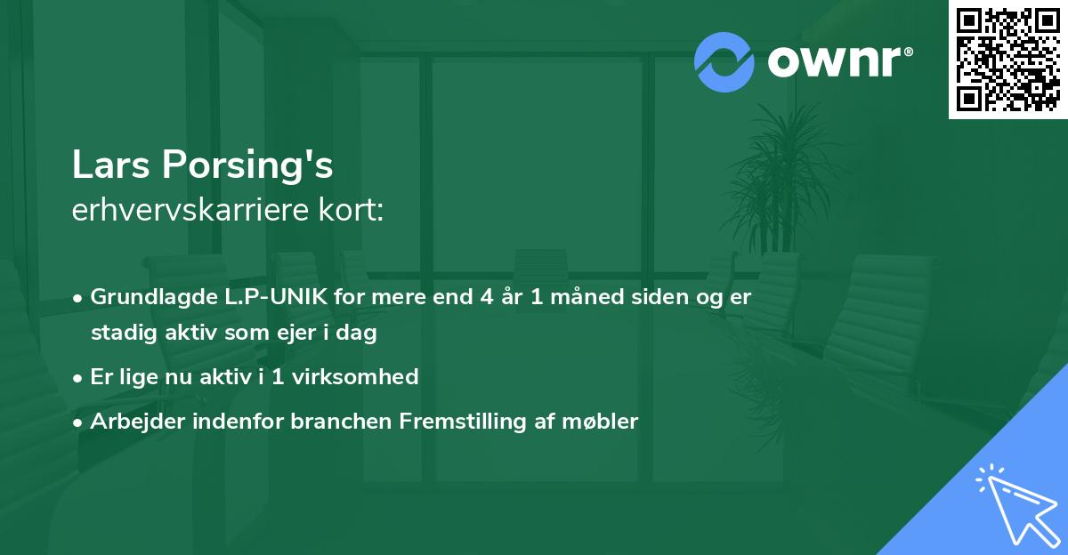 Lars Porsing's erhvervskarriere kort