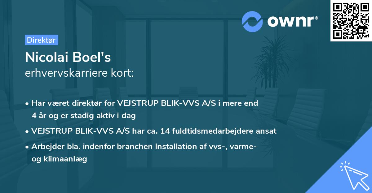 Nicolai Boel's erhvervskarriere kort