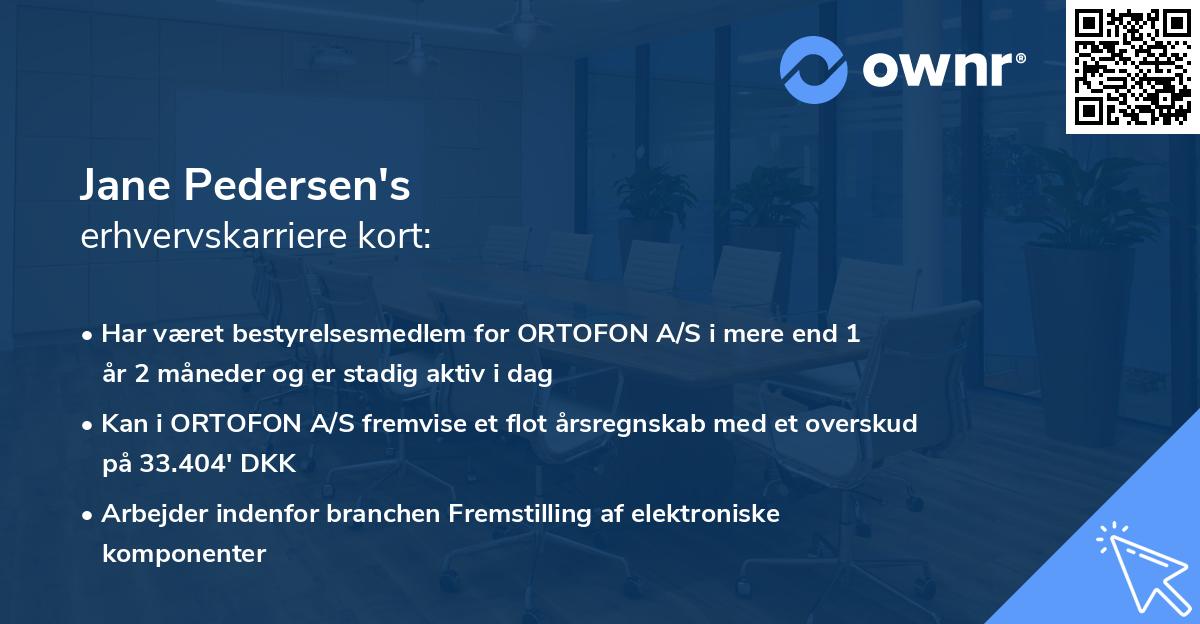 Jane Pedersen's erhvervskarriere kort