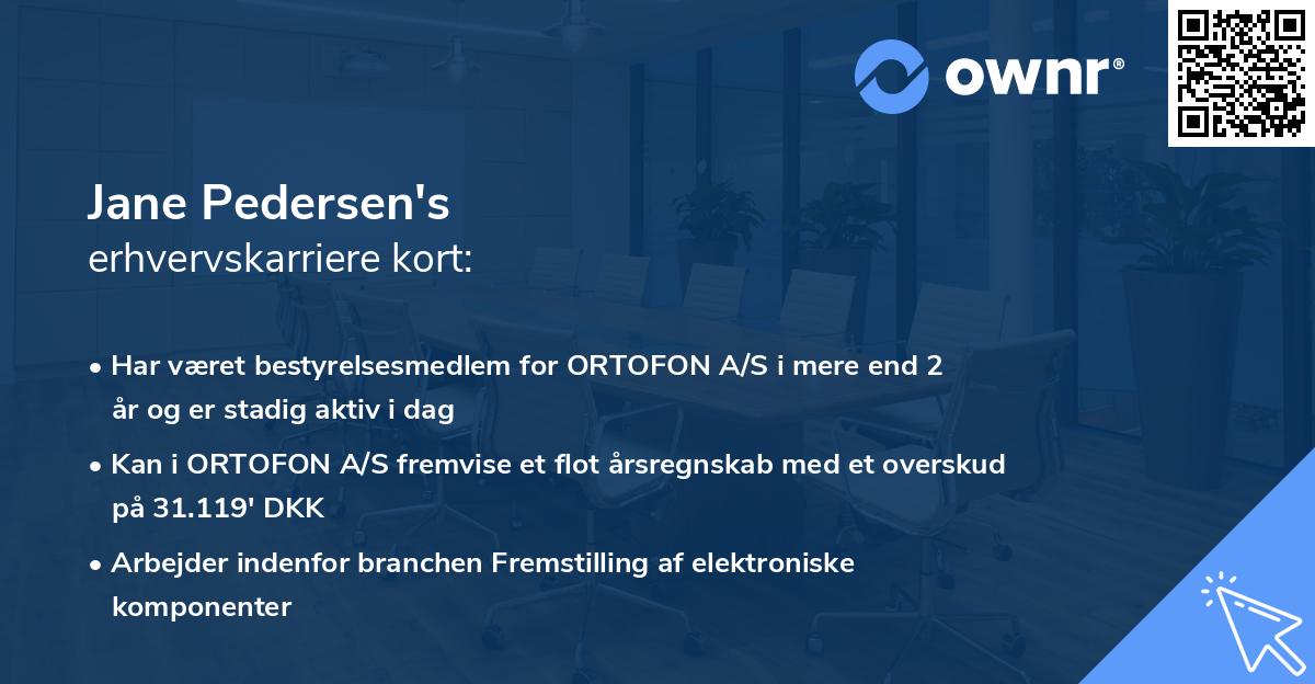 Jane Pedersen's erhvervskarriere kort