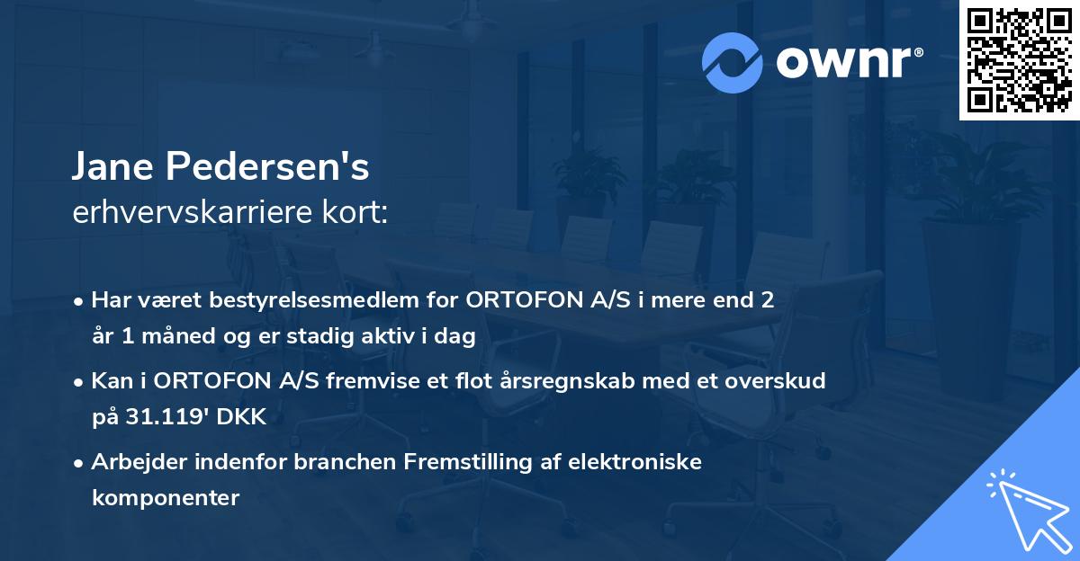 Jane Pedersen's erhvervskarriere kort