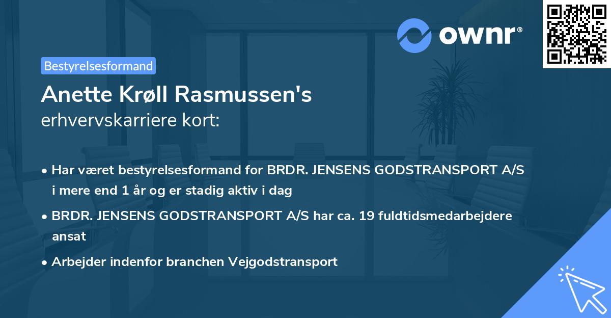 Anette Krøll Rasmussen's erhvervskarriere kort