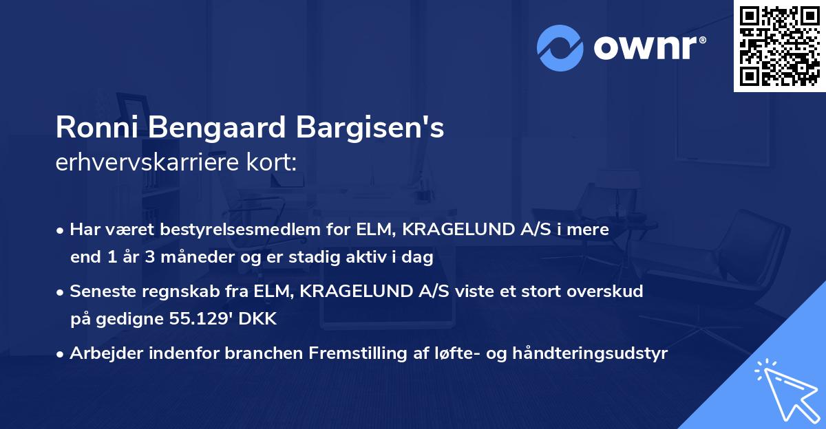 Ronni Bengaard Bargisen's erhvervskarriere kort
