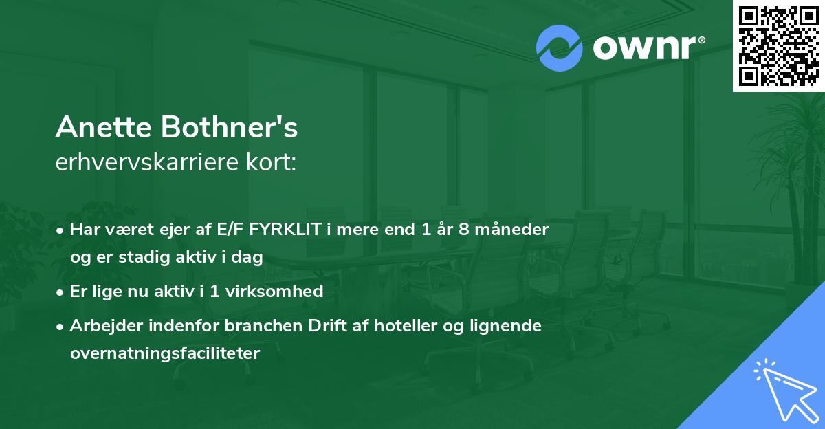 Anette Bothner's erhvervskarriere kort