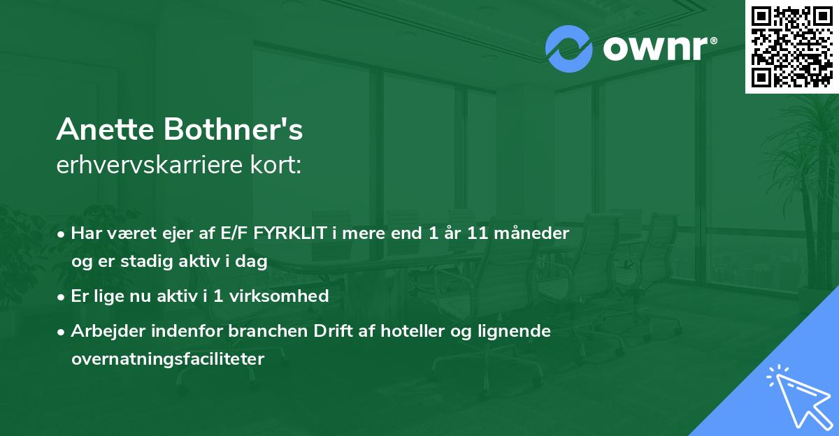 Anette Bothner's erhvervskarriere kort