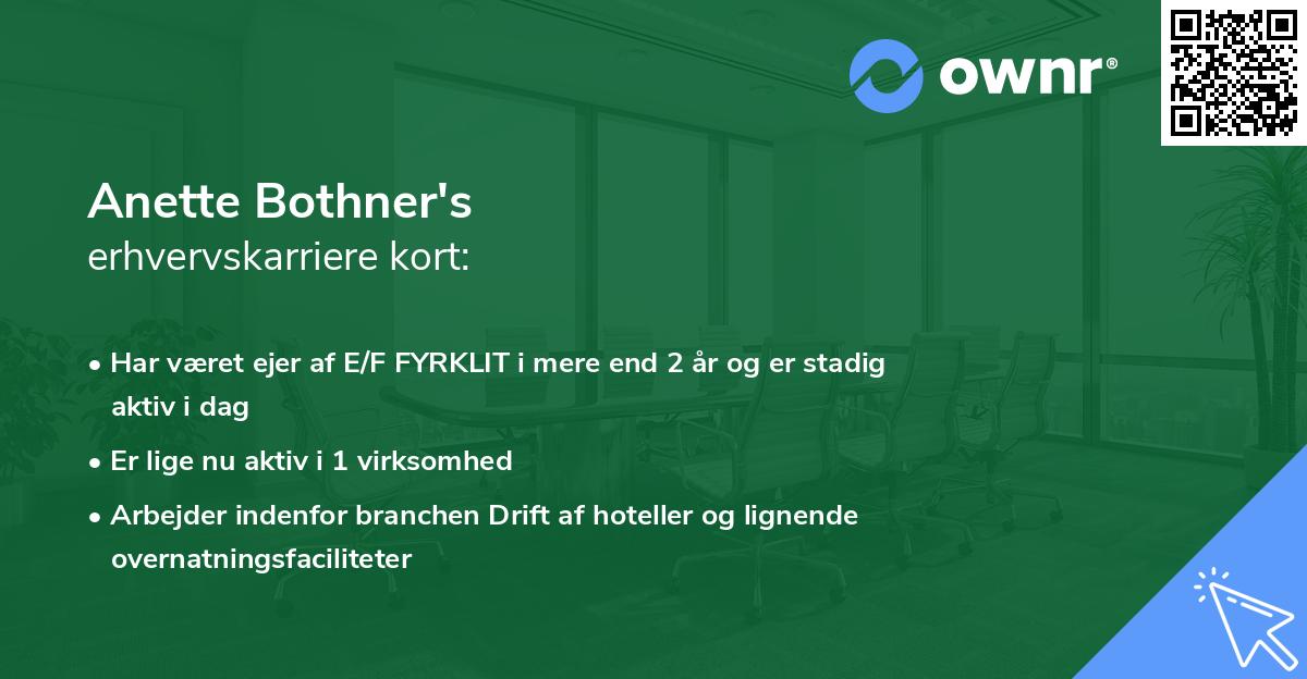 Anette Bothner's erhvervskarriere kort