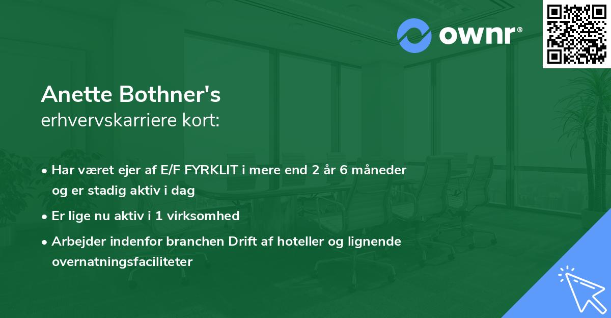 Anette Bothner's erhvervskarriere kort