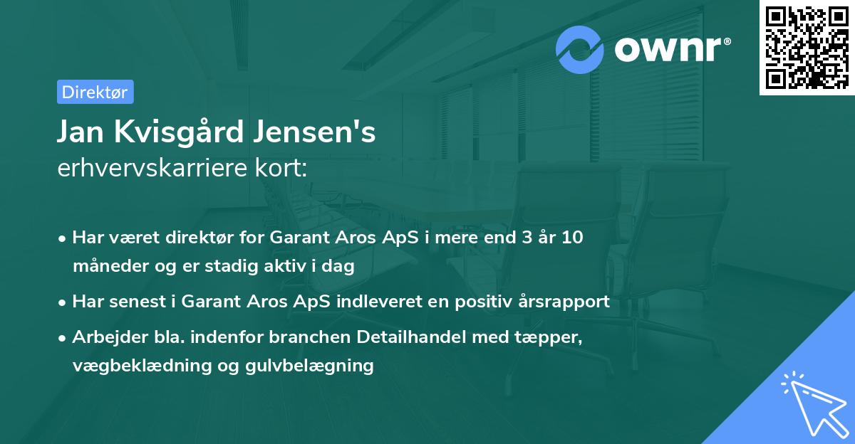 Jan Kvisgård Jensen's erhvervskarriere kort