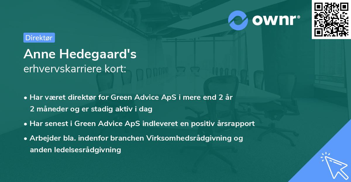 Anne Hedegaard's erhvervskarriere kort