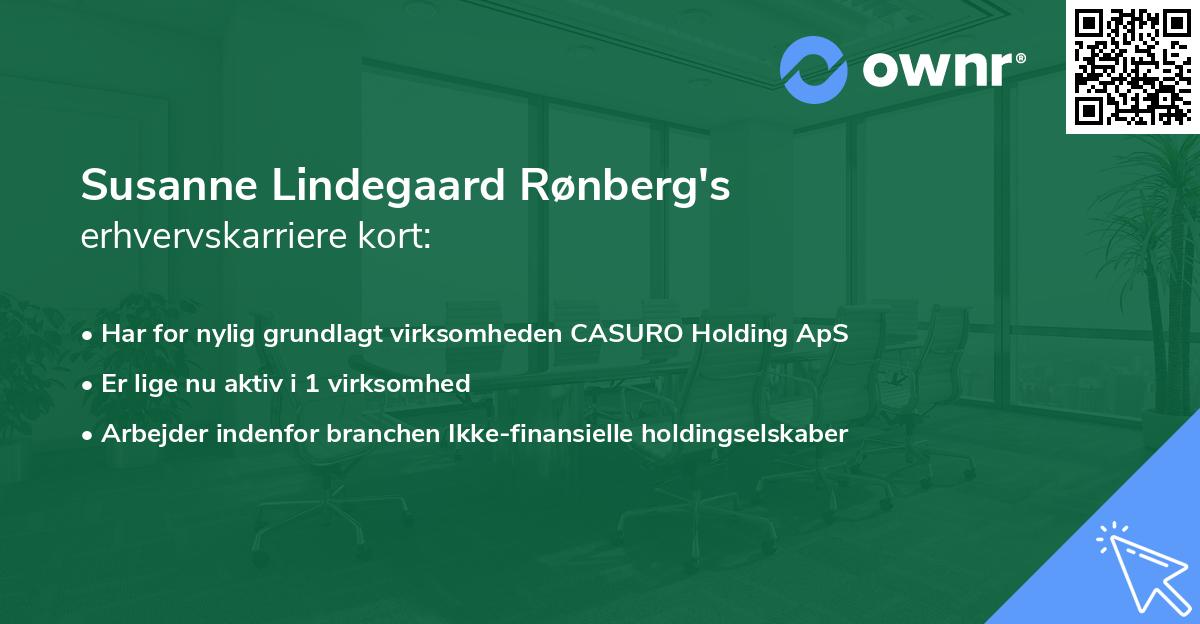 Susanne Lindegaard Rønberg's erhvervskarriere kort