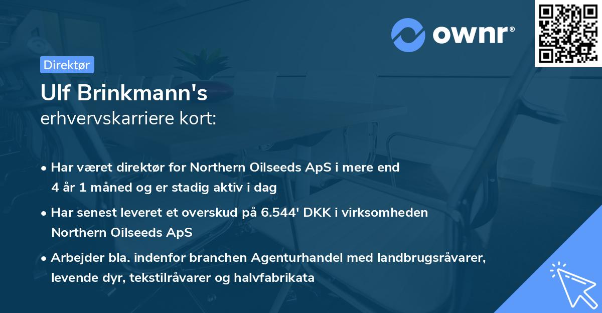 Ulf Brinkmann's erhvervskarriere kort
