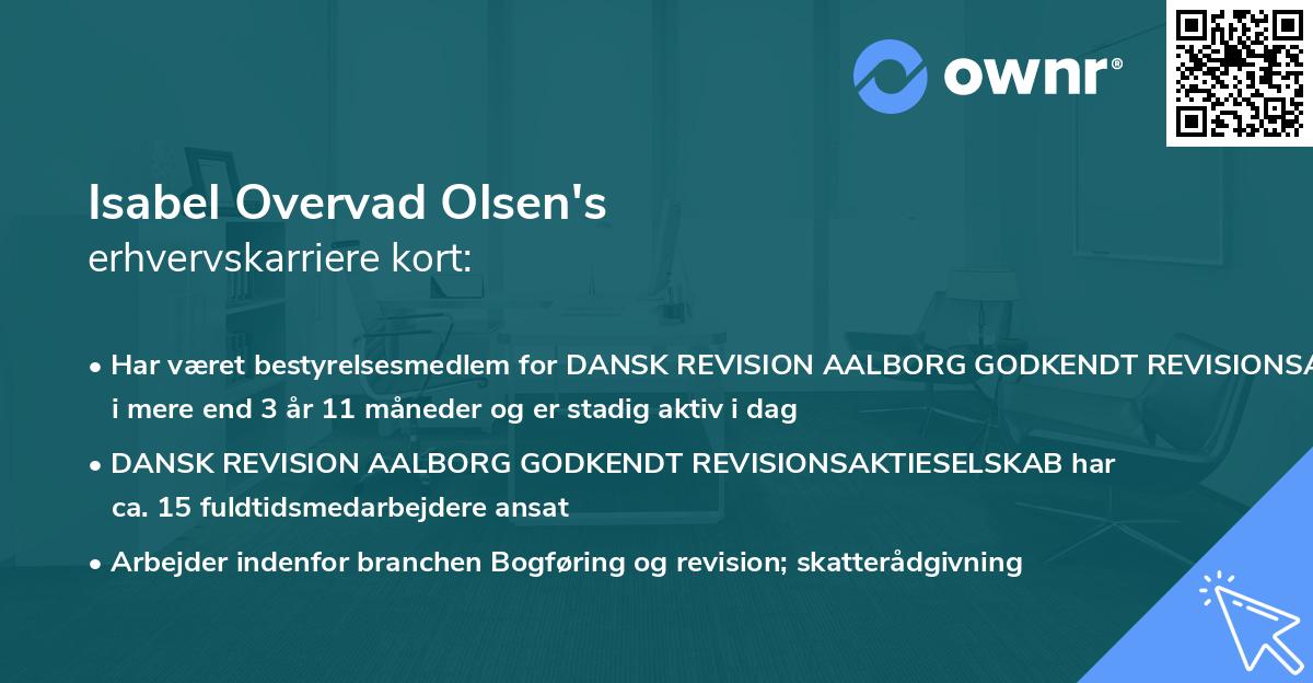 Isabel Overvad Olsen's erhvervskarriere kort