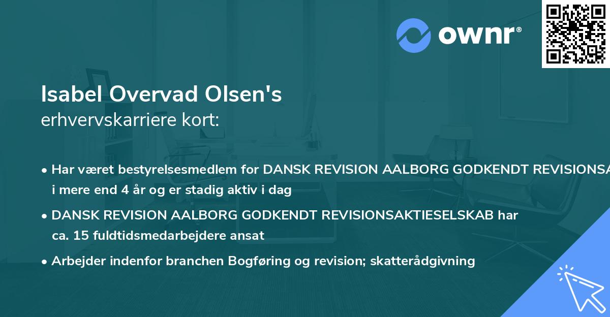 Isabel Overvad Olsen's erhvervskarriere kort