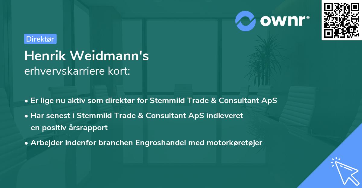 Henrik Weidmann's erhvervskarriere kort