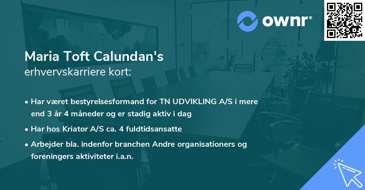 Maria Toft Calundan's erhvervskarriere kort