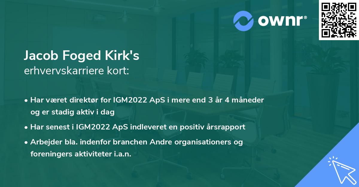 Jacob Foged Kirk's erhvervskarriere kort