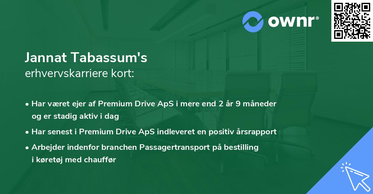 Jannat Tabassum's erhvervskarriere kort
