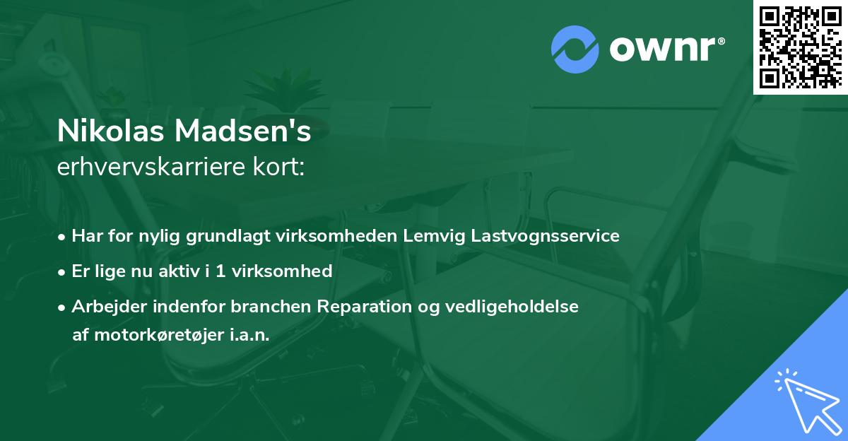 Nikolas Madsen's erhvervskarriere kort