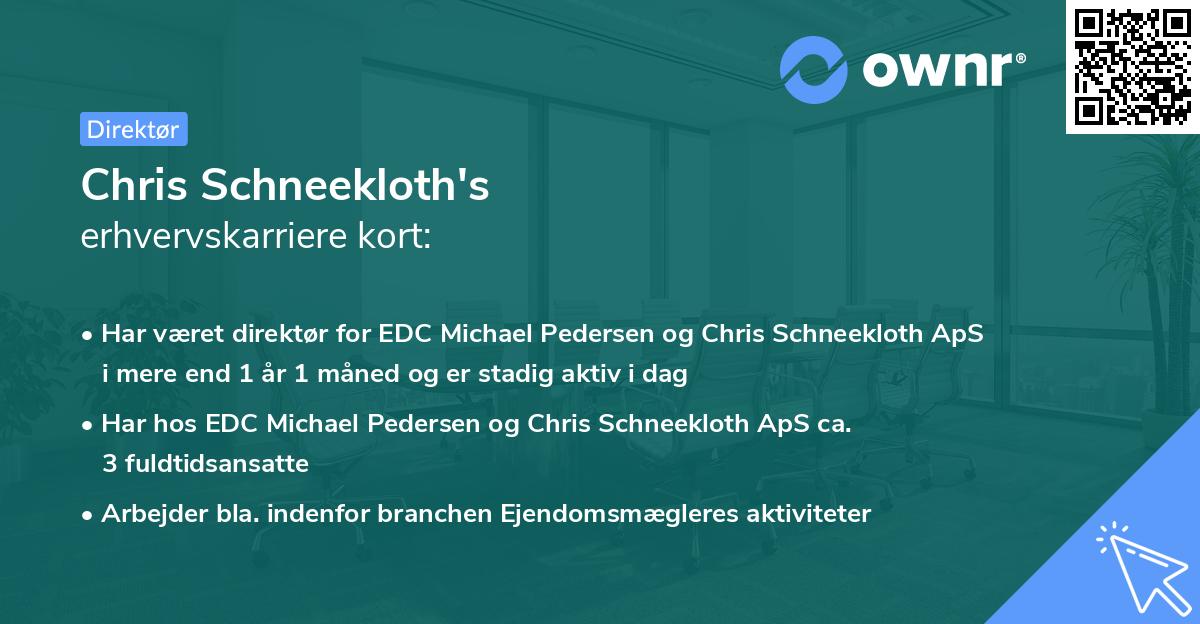 Chris Schneekloth's erhvervskarriere kort