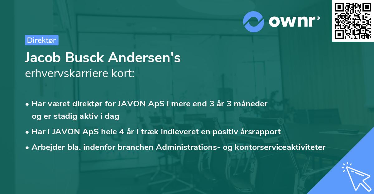 Jacob Busck Andersen's erhvervskarriere kort