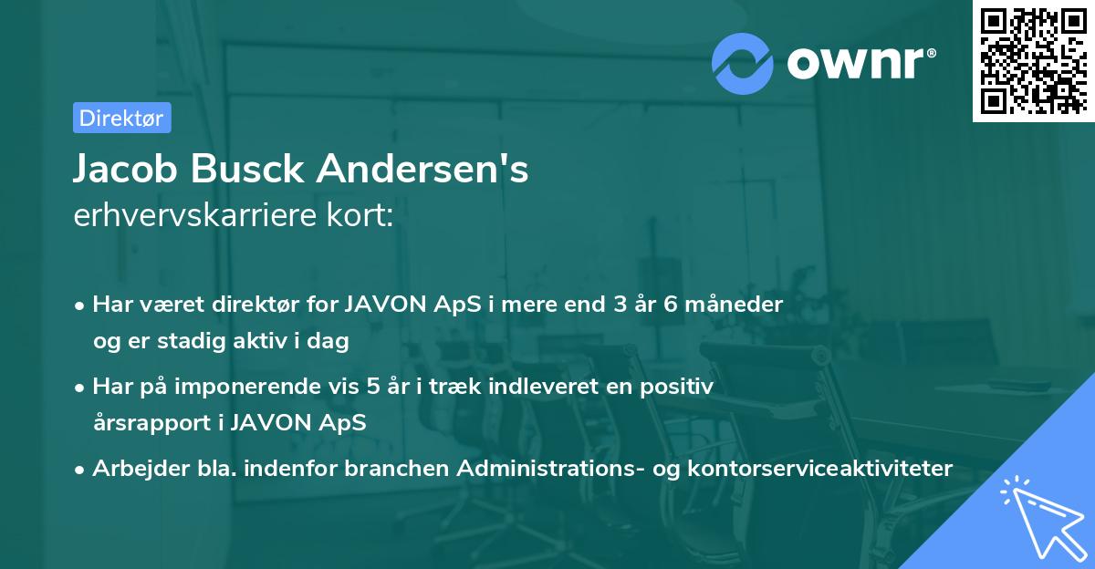 Jacob Busck Andersen's erhvervskarriere kort