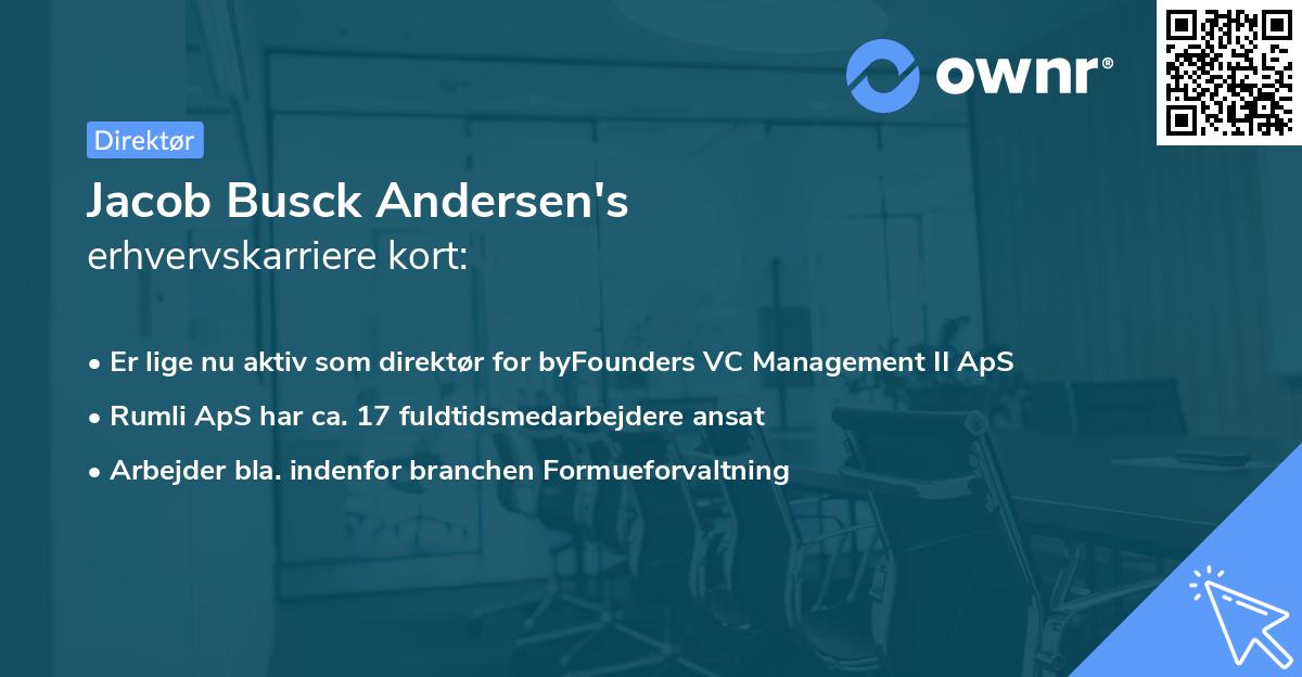 Jacob Busck Andersen's erhvervskarriere kort