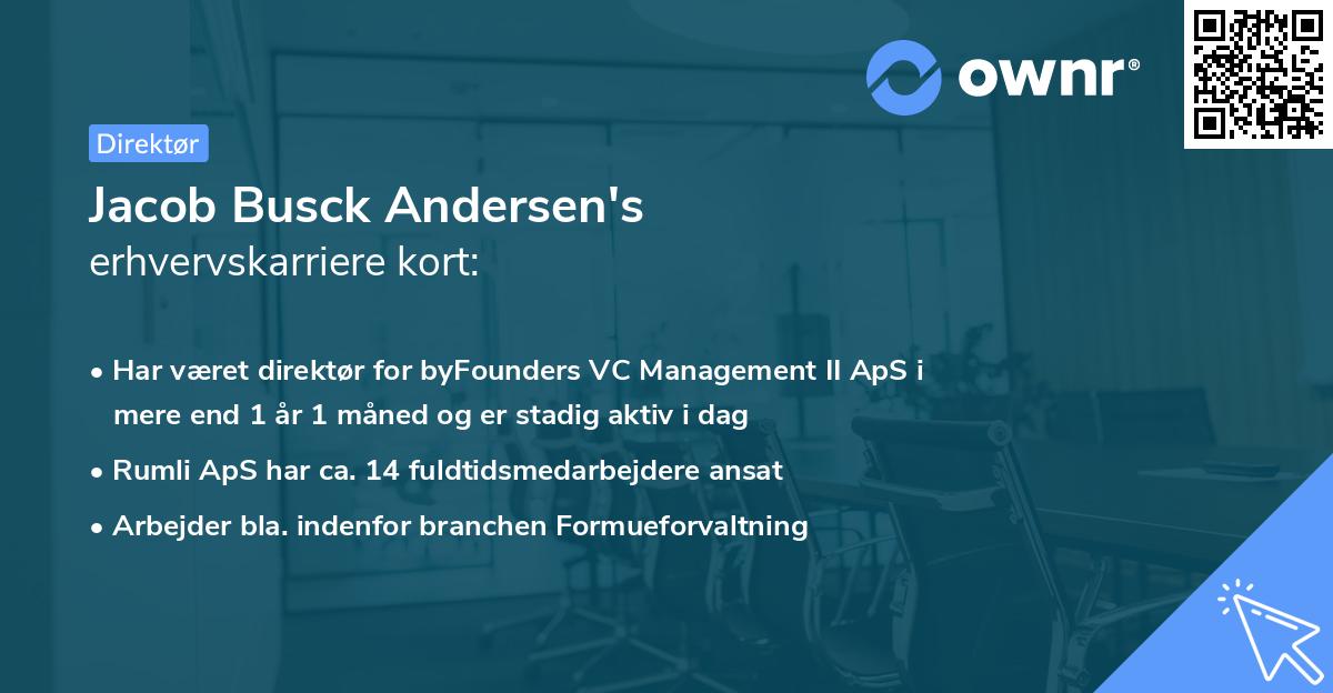 Jacob Busck Andersen's erhvervskarriere kort