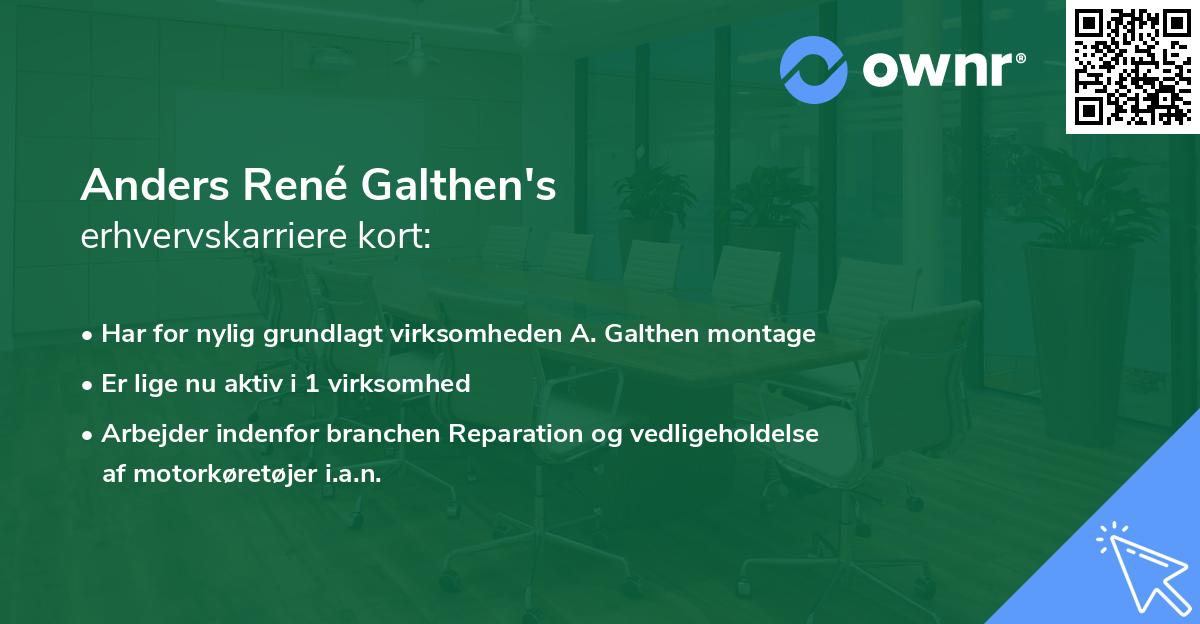 Anders René Galthen's erhvervskarriere kort