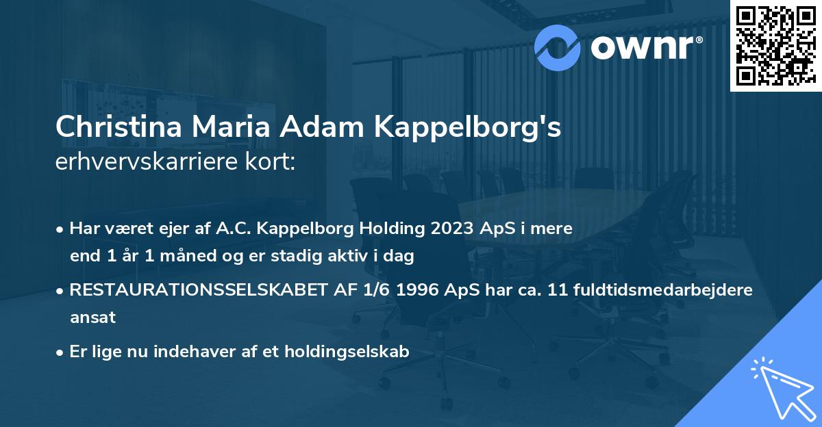 Christina Maria Adam Kappelborg's erhvervskarriere kort