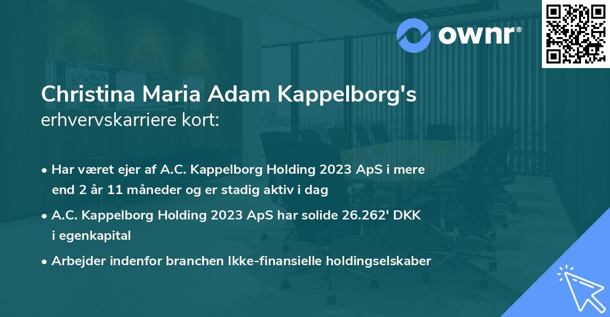 Christina Maria Adam Kappelborg's erhvervskarriere kort