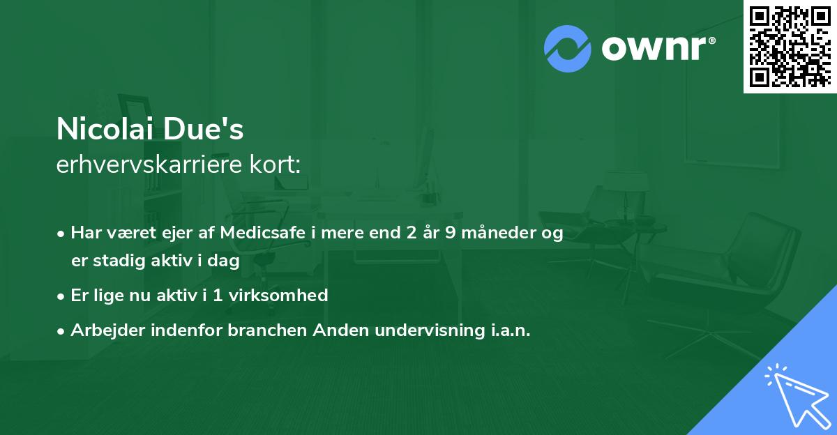 Nicolai Due's erhvervskarriere kort