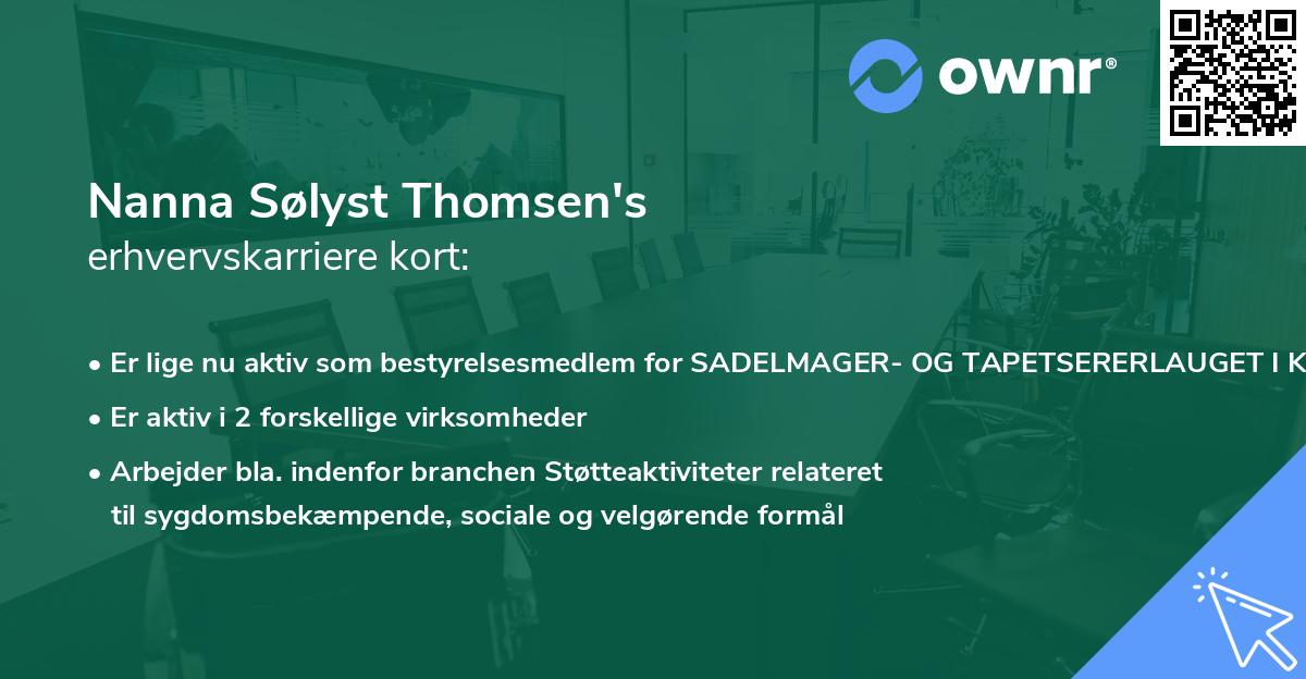 Nanna Sølyst Thomsen's erhvervskarriere kort