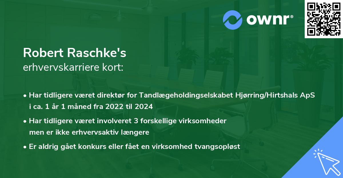 Robert Raschke's erhvervskarriere kort