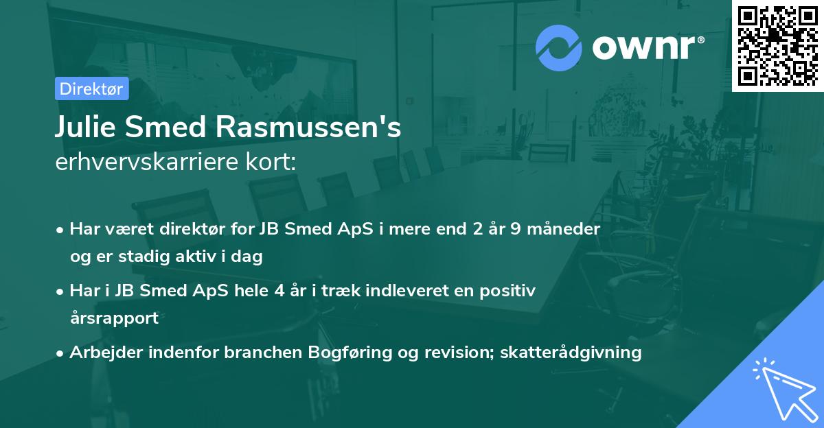 Julie Smed Rasmussen's erhvervskarriere kort