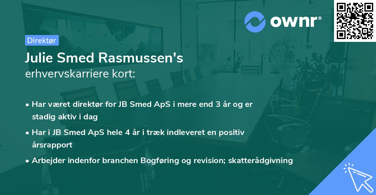 Julie Smed Rasmussen's erhvervskarriere kort