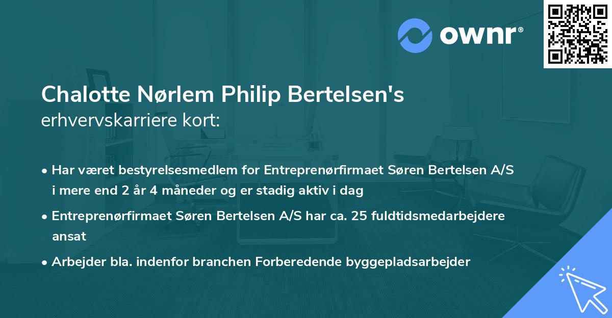 Chalotte Nørlem Philip Bertelsen's erhvervskarriere kort