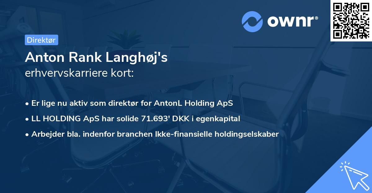 Anton Rank Langhøj's erhvervskarriere kort
