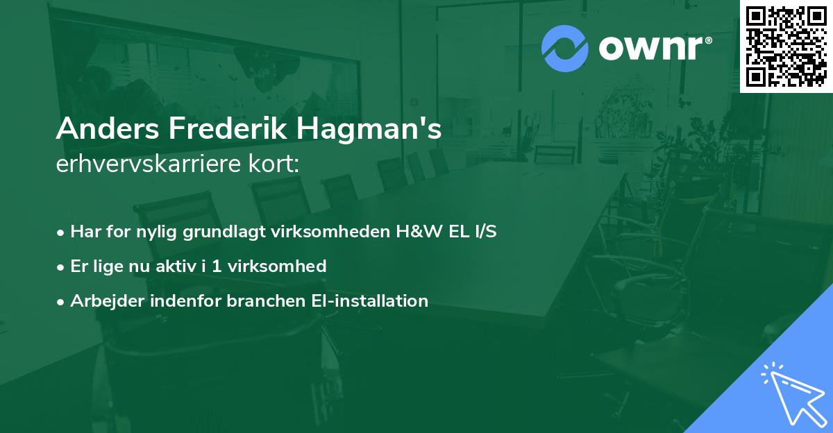 Anders Frederik Hagman's erhvervskarriere kort