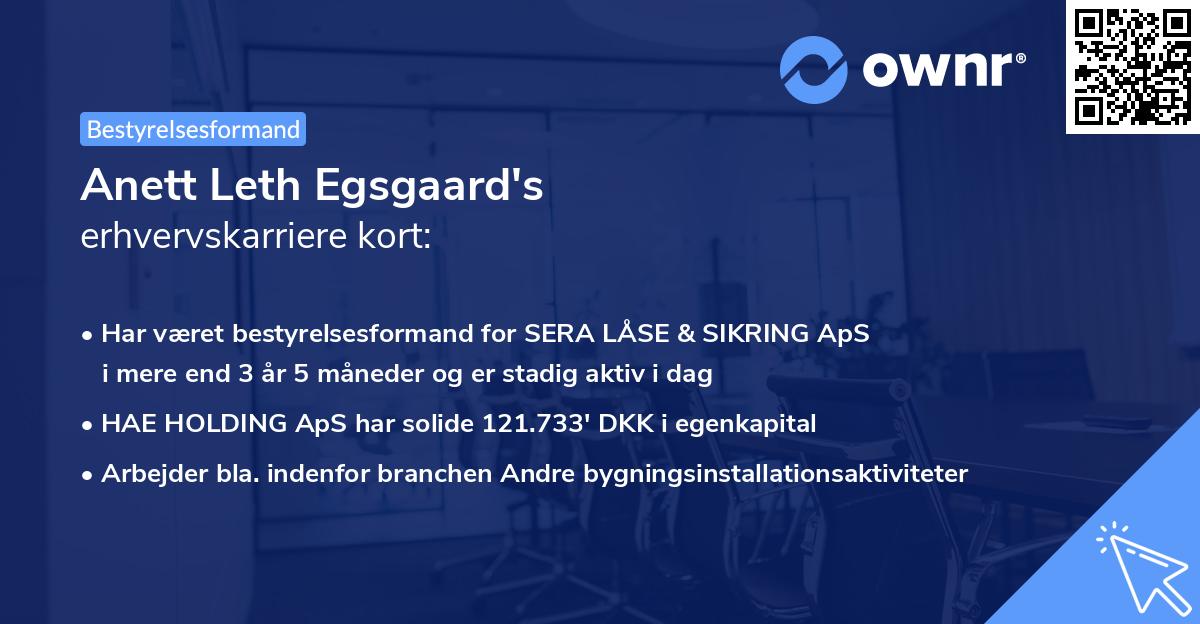 Anett Leth Egsgaard's erhvervskarriere kort