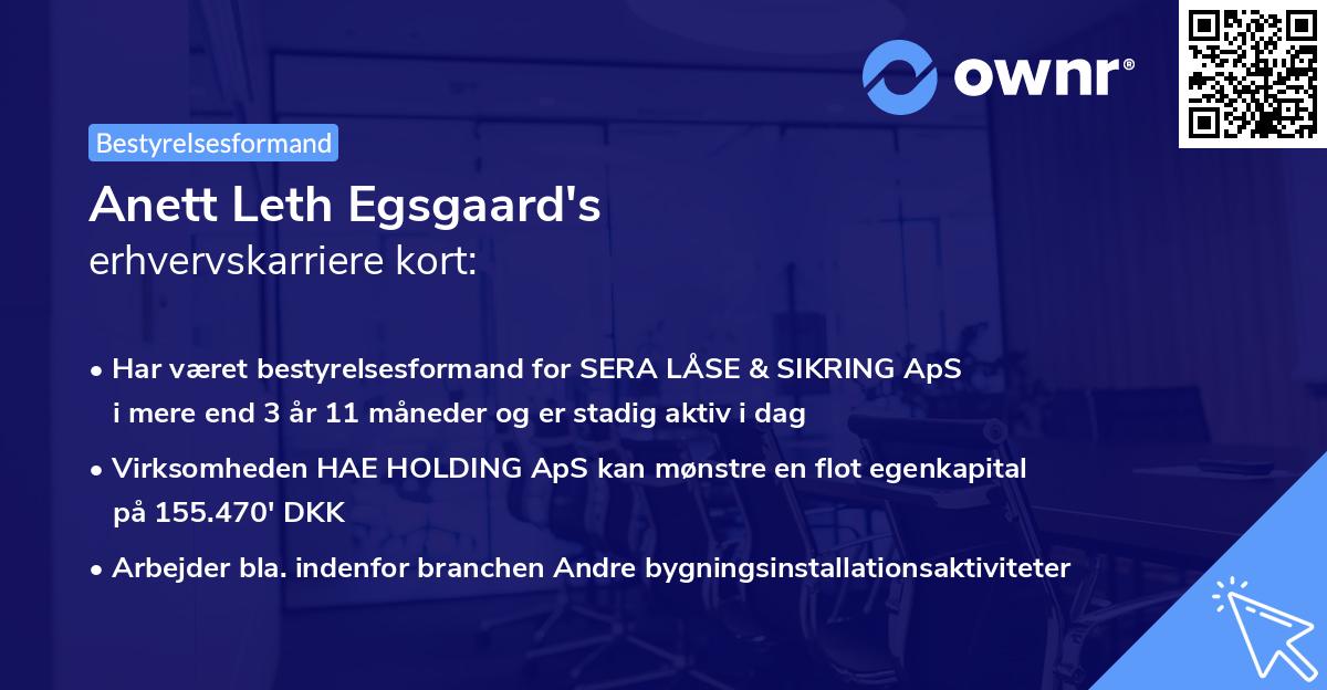Anett Leth Egsgaard's erhvervskarriere kort