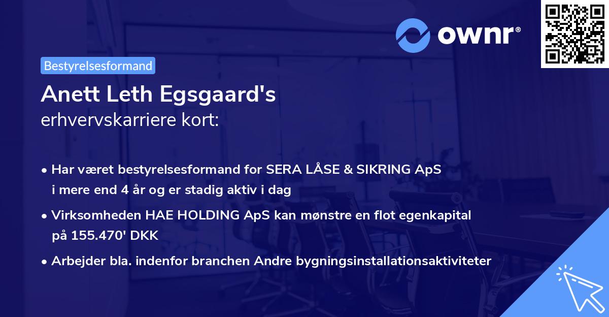 Anett Leth Egsgaard's erhvervskarriere kort