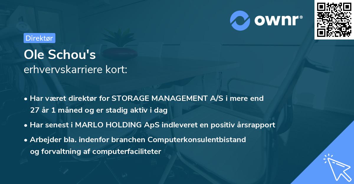 Ole Schou's erhvervskarriere kort