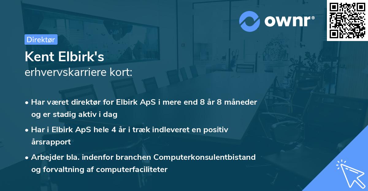 Kent Elbirk's erhvervskarriere kort